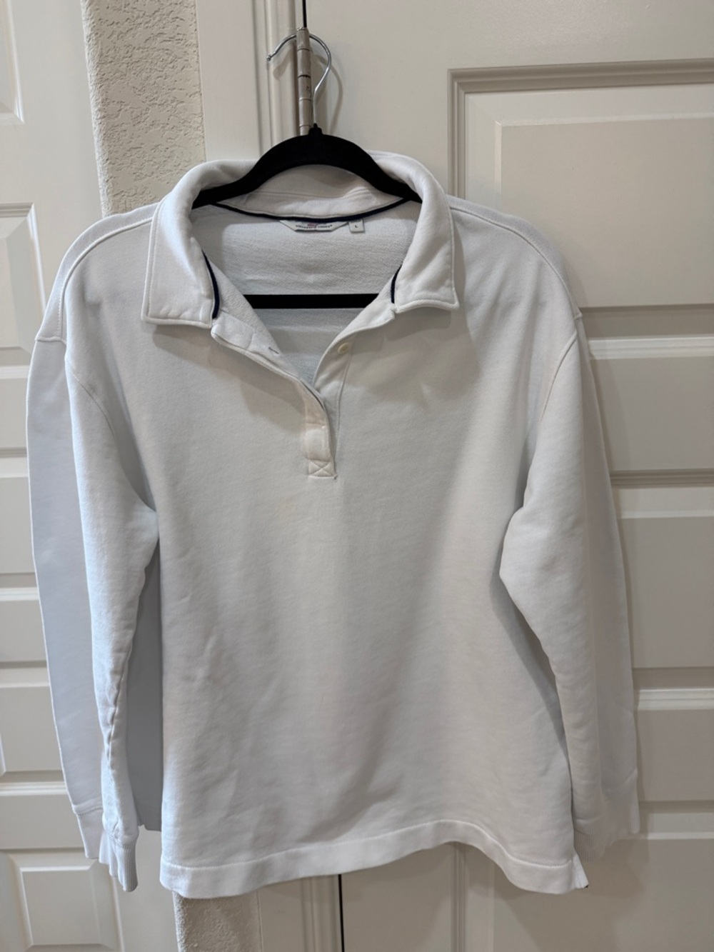 Vineyard Vines White Polo with Navy Trim Detail
